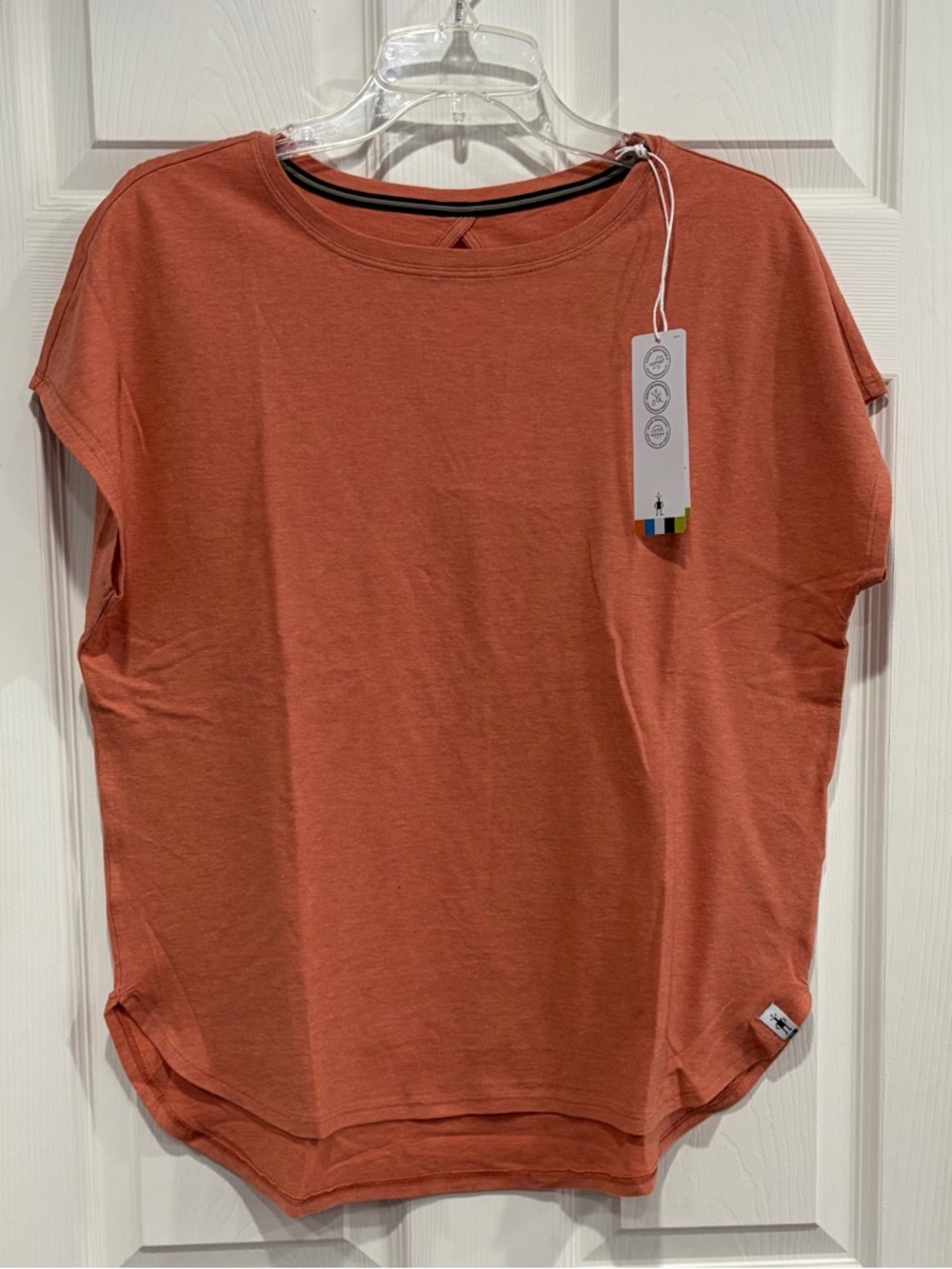 SmartWool Women's Medium Swing Shirt Short Sleeve Wool Blend Terracotta Pink NWT